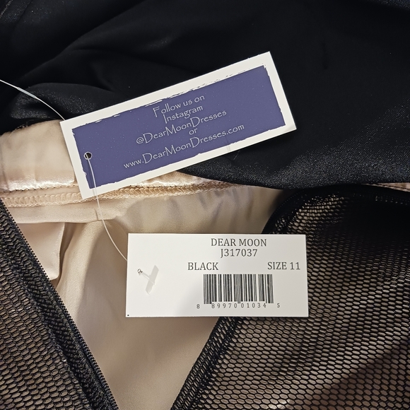 NWT Dear Moon Elegant Black Lace Overlay Dress Jr Size 11 - Picture 8 of 11